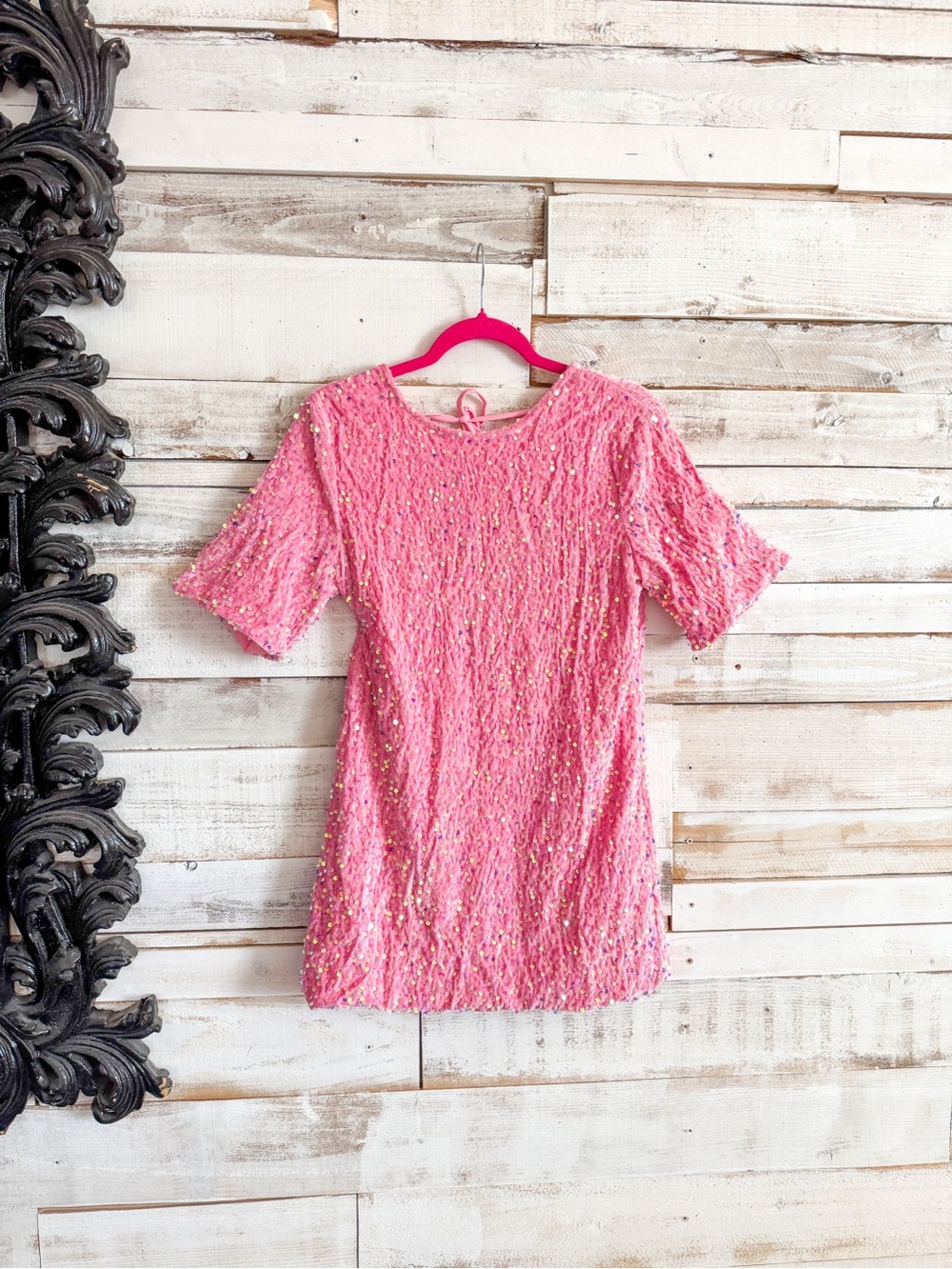 Pink Sequin Short  Dress